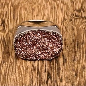 Huge Milor Sterling Silver Gold Metallic Druzy Band Ring Size 10